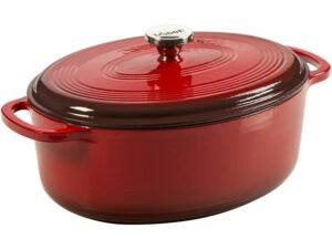 Lodge 7 Quart Oval Dutch Oven Enameled Cast Iron in Red, EC70D43