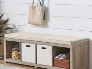 Better Homes and Gardens 4-Cube Organizer Storage Bench, Rustic Gray