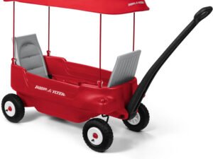 Radio Flyer, Deluxe All-Terrain Pathfinder Wagon with Canopy, Air Tires, Red