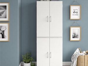 Mainstays 4 Door Storage Cabinet, White Stipple