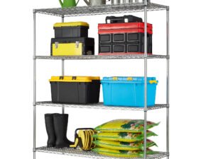 Hyper Tough 24"Dx60"Wx72"H 4 Shelf Industrial Wire Shelving Chrome Steel Each Shelf Capacity 1000 lbs