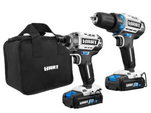 HART 20-Volt Cordless Brushless Drill and Impact Combo Kit with 10-inch Storage Bag, (2) 2.0Ah Lithium-Ion Batteries