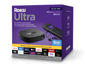 Roku Ultra 2020 | Streaming Media Player HD/4K/HDR/Dolby Vision with Dolby Atmos, Bluetooth Streaming, and Roku Voice Remote with Headphone Jack and Personal Shortcuts, includes Premium HDMI Cable
