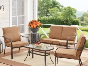 Mainstays Stanton 4-Piece Outdoor Patio Conversation Set, Brown