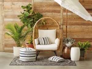 Better Homes and Gardens Ventura Boho Stationary Wicker Egg Chair