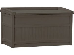 Suncast 50 gal Outdoor Resin Deck Storage Box with Seat, Java Brown