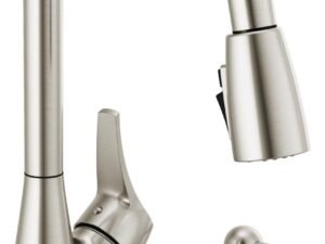 Peerless Apex One Handle Pull-Down Kitchen Faucet with Soap Dispenser in Stainless