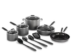 Select by Calphalon Hard-Anodized Nonstick Pots and Pans, 14-Piece Cookware Set in Black
