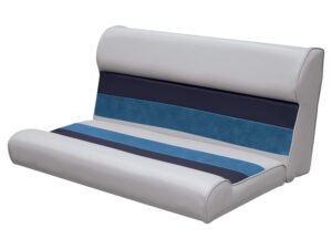 Wise 8WD100-1011 Deluxe Series Pontoon 37" Bench Seat and Backrest Cushion Set, Color: Grey/Navy/Blue