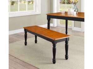 Better Homes & Gardens Autumn Lane Farmhouse Solid Wood Dining Bench, Black and Natural Finish