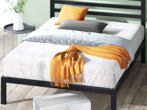 Zinus Mia 38” Metal Platform Bed Frame with Headboard, Queen