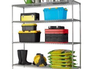 Hyper Tough 4 Shelf Industrial Steel Wire Shelving Unit, Chrome, 24"Dx72"Wx72"H, Weight Capacity 4000 lb
