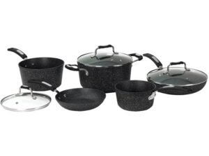 The Rock by Starfrit 8-Piece Cookware Set with Bakelite Handles