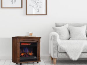 Rolling Mantel with 3D Infrared Quartz Electric Fireplace