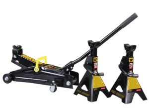 Black Jack 2.25 Ton Trolley Jack with 2.25 Ton Jack Stands in Case Black - T82253W
