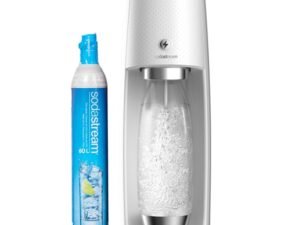 SodaStream One Touch Sparkling Water Maker (White) with CO2 and BPA free Bottle