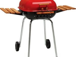 Meco Americana Charcoal BBQ Grill with Adjustable Cooking Grate and Side Table