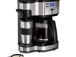 Hamilton Beach 2-Way Programmable Coffee Maker, Single-Serve and 12 Cup Glass Carafe, Stainless Steel, Model 49980Z