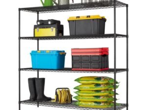 Hyper Tough 24"Dx72"Wx72"H 4 Shelf Industrial Wire Shelving Black Steel Each Shelf Capacity 1000 lbs