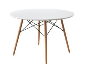 Mainstays 42" Round Modern Dining Table Mid Century Style, Beech and White Color