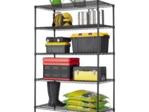 Hyper Tough 24"Dx48"Wx72"H 5 Shelf Industrial Wire Shelving Black Steel Each Shelf Capacity 800 lbs