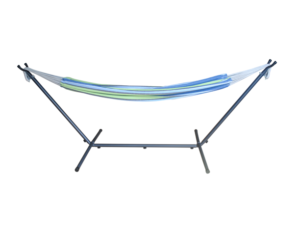 Mainstays Blue Striped Hammock with Metal Stand, Portable Carrying Case, Blue Color