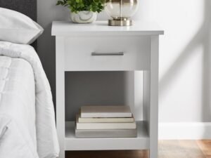 Mainstays Hillside Nightstand with Drawer, White Finish