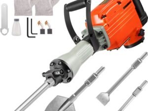VEVOR 2200W Electric Demolition Jack Hammer w/ 4 Bits clay spade chisel & scraping chisel & flat chisel & pointed chisel, 1400 BPM Concrete Breaker, 360° ROTARY Electric Hammer