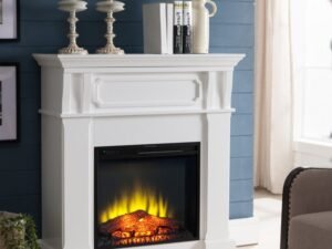 Prokonian Free stand Electric Fireplace with 40" Mantel, White
