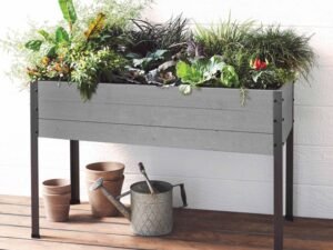 CedarCraft Wood Rectangle Spruce Planter & Stand Set