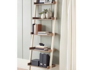 Better Homes & Gardens Bedford 5 Shelf Leaning Bookcase, Off-White
