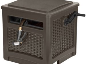 Suncast 225 ft. Smart Trak Wicker Garden Hose Reel Guide and Hideaway, Java Brown