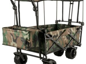 VEVOR Collapsible Wagon Cart Camouflage, Foldable Wagon Cart Removable Canopy 603D Oxford Cloth, Collapsible Wagon Oversized Wheels, Portable Folding Wagon Adjustable Handles, Beach, Garden, Sports