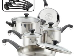 Farberware 14-Piece Classic Traditions Stainless Steel Pots and Pans Set/Cookware Set, Silver