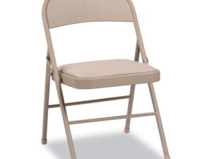 Alera Steel Folding Chair with Two-Brace Support, Padded Seat, Tan, 4/Carton