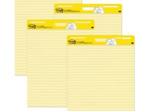 Post-it Self-Stick Easel Pads, 25" x 30", Yellow Ruled, 30-Sheets/Pad, 4-Pads/Pk