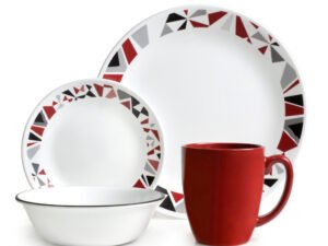 Corelle Classic Mosaic Red 16-Piece Dinnerware Set