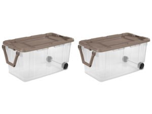 Sterilite 160 Qt. Wheeled Storage Box Taupe Splash Set of 2