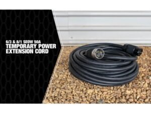Southwire 191800008 6/3 & 8/1 SEOW 50' Black Outdoor Extension Cord CA-Style CS63, Twist to Lock Plug