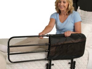 Stander Home EZ Adjust Bed Rail, Length Adjustable Swing Down Guard Railing