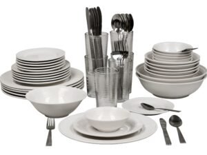 10 Strawberry Street Nova White Round 62-Piece Dinnerware Set, Service for 6