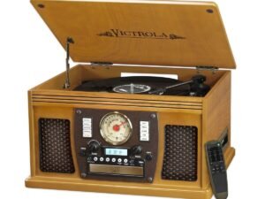 Victrola Wood 8-in-1 Nostalgic Bluetooth Record Player with USB Encoding and 3-speed Turntable - Oak