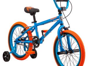 Mongoose Burst kids bike, single speed, 18-inch wheels, blue