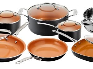 Gotham Steel 12 Piece Nonstick Ceramic Pots and Pans Cookware Set, Includes Fry Pans, Skillets, Sauce Pans, Stock Pots and More, Dishwasher Safe