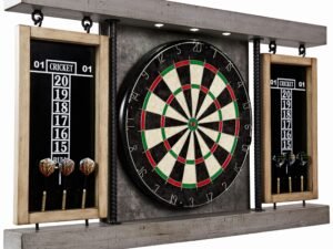 Barrington Prescott Collection 40" Dartboard Cabinet Set, Steel Tip Darts, Gray