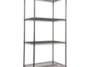 Alera Wire Shelving Starter Kit, Four-Shelf, 36w x 24d x 72h, Black Anthracite -ALESW503624BA
