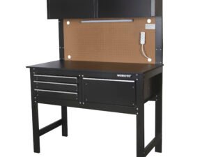 WORKPRO 2-in-1 48-Inch Workbench and Cabinet Combo with Light, Steel, Wood