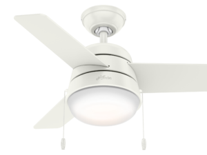 Hunter 36" Aker Fresh White Ceiling Fan with Light Kit and Pull Chain