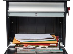 Gibraltar Mailboxes Mailsafe Medium, Aluminum, Locking, Wall-Mount Mailbox, Black, MSK00000