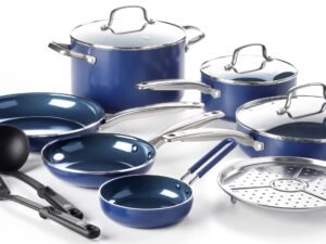 Blue Diamond 12-Piece Toxin-Free Ceramic Nonstick Cookware Set, Blue